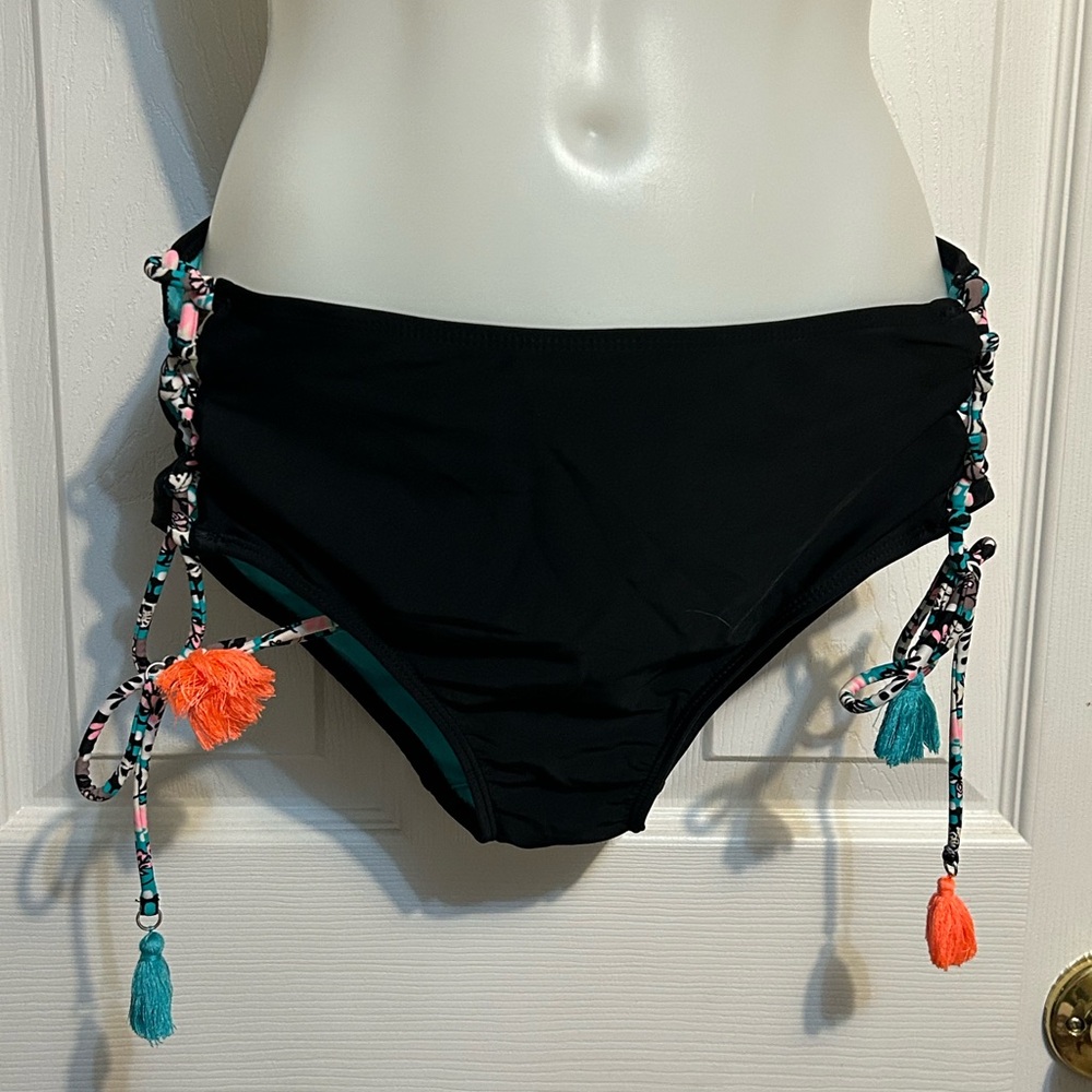 Catalina Black and Teal Bikini Bottom ONLY